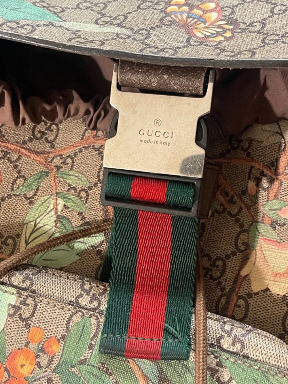 Gucci 405019 GG logo PVC Supreme flower printing canvas backpack - Picture 5 of 6